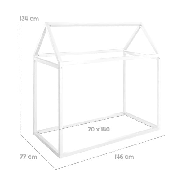 Bílá domečková dětská postel z borovicového dřeva s matrací/bez roštu 70x140 cm House Bed – Roba-image-4