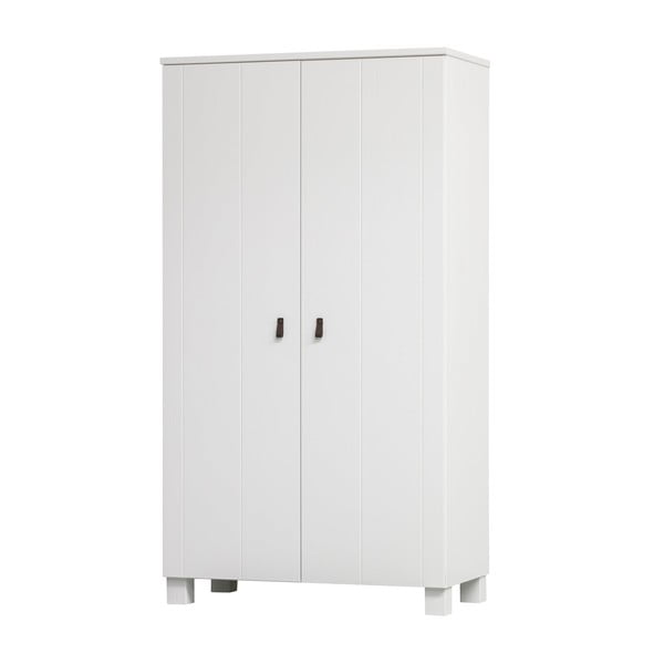 Bílá šatní skříň z borovicového dřeva 111x202 cm Ties – WOOOD-image-1