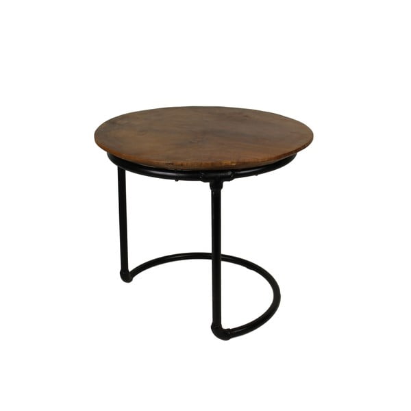 Odkládací stolek s deskou z teakového dřeva HSM collection Pipe, ⌀ 48 cm