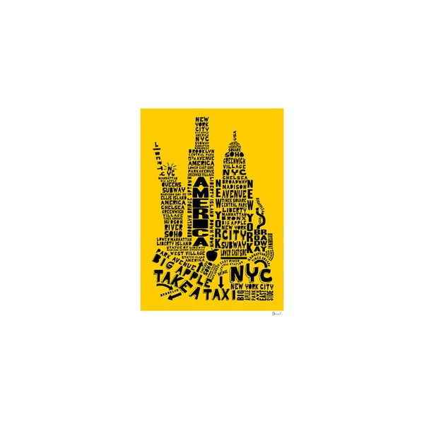Plakát New York Yellow&Black, 50x70 cm
