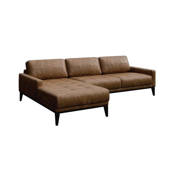 Koňakově hnědá kožená rohová pohovka MESONICA Musso Tufted, levý roh-image-2