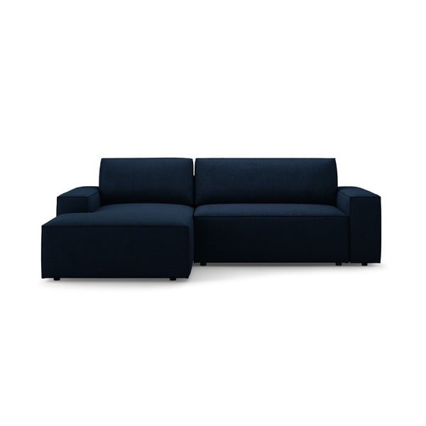 Tmavě modrá rozkládací rohová pohovka z textilie bouclé (levý roh) Jodie – Micadoni Home