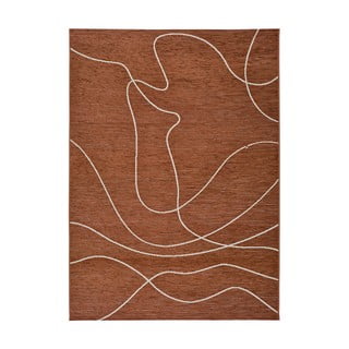 Tmavě oranžový venkovní koberec s příměsí bavlny Universal Doodle, 57 x 110 cm