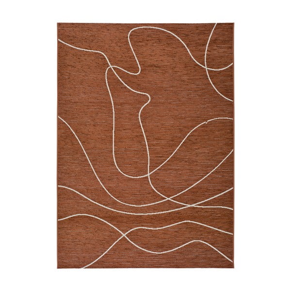 Tmavě oranžový venkovní koberec s příměsí bavlny Universal Doodle, 154 x 230 cm
