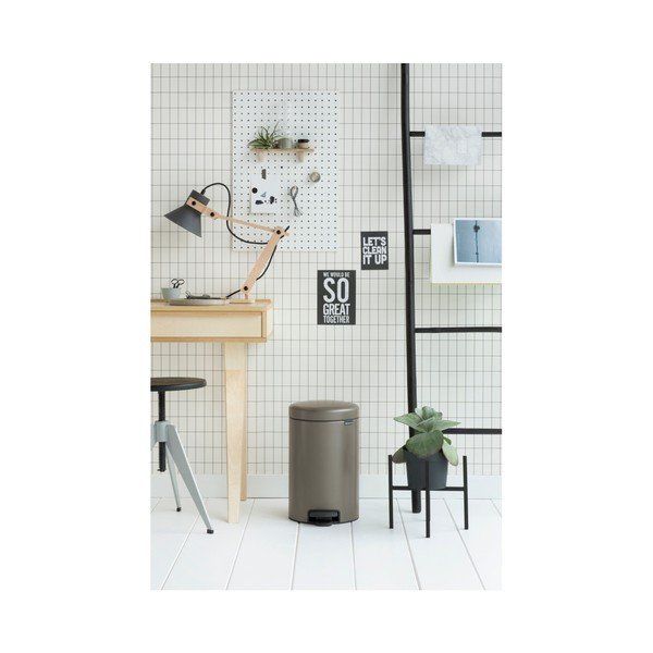 Hnědošedý pedálový odpadkový koš Brabantia Newicon, 12 l-image-1