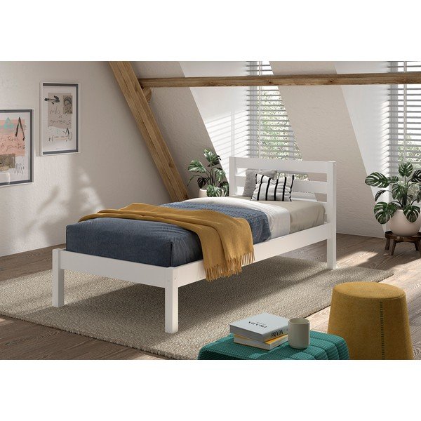 Bílá dětská postel z borovicového dřeva bez roštu 90x200 cm Pino – Vipack-image-1