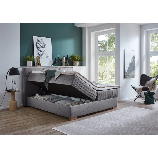 Šedá boxspring postel s úložným prostorem 160x200 cm Tambo – Meise Möbel-image-4