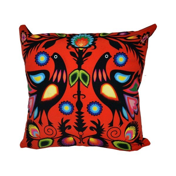 Polštář s náplní Red Peacocks, 50x50 cm