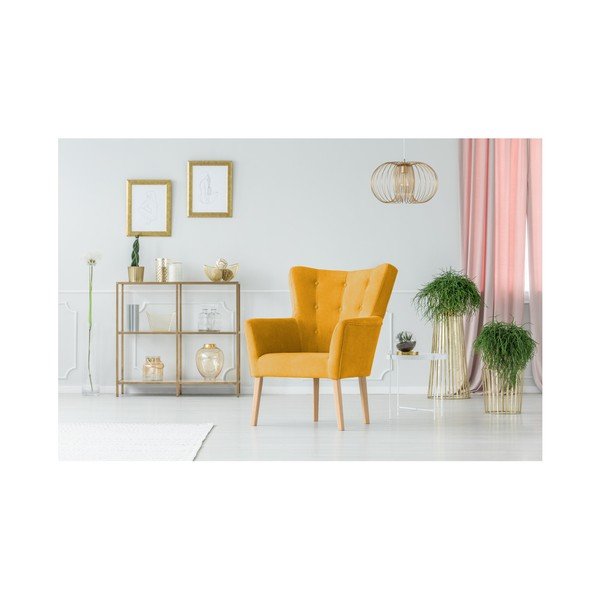 Žluté křeslo s područkami Micadoni Home Lamarta-image-2