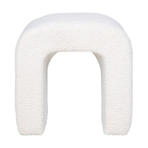 Bílý taburet z textilie bouclé Colma – House Nordic-image-1