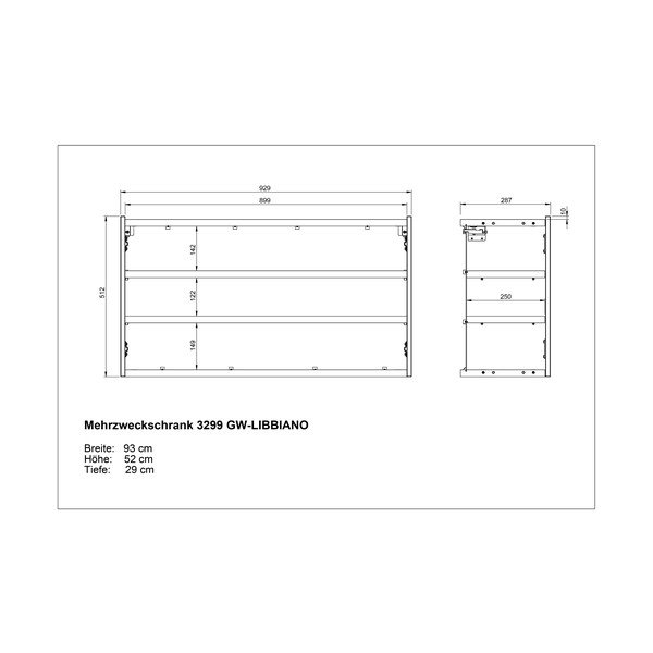 Krémová závěsná skříňka v dekoru dubu 93x52x29 cm Libbiano – Germania-image-4