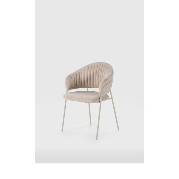 Béžová čalouněná jídelní křesla v sadě 2 ks s područkami Leticia – Marckeric-image-1