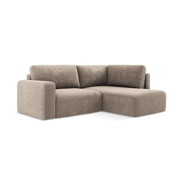 Béžová žinylková rozkládací/s úložným prostorem rohová pohovka (pravý roh/do L) Kona – Makamii-image-2