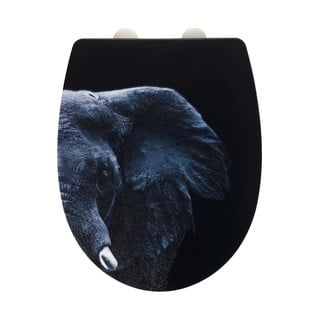 Černé WC sedátko z nerezové oceli Wenko Elephant
