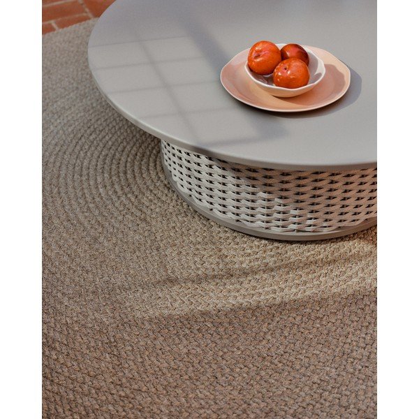 Béžový kulatý vnitřní a venkovní koberec z recyklovaných vláken ø 150 cm Despas – Kave Home-image-2