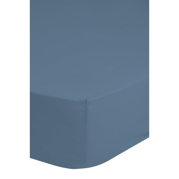 Modré elastické prostěradlo z bavlněného saténu HIP, 140 x 200 cm
