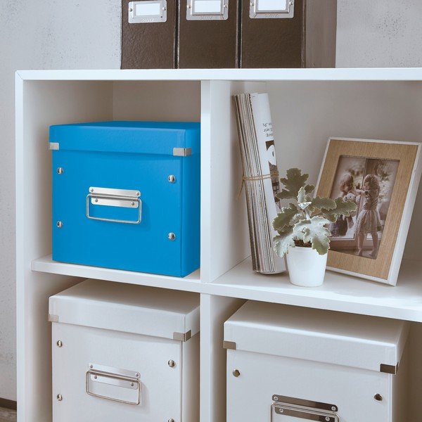Modrý kartonový úložný box s víkem Click&Store - Leitz-image-1