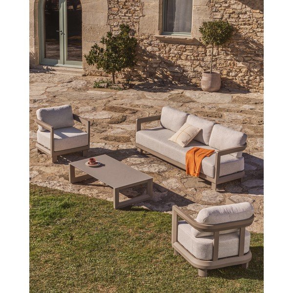 Krémové/taupe polstrované zahradní křeslo Nerano – Kave Home-image-2