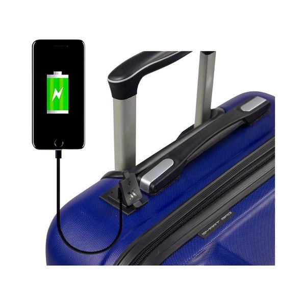 Sada 2 modrých cestovních kufrů na kolečkách s USB porty My Valice LASSO Cabin & Large-image-3