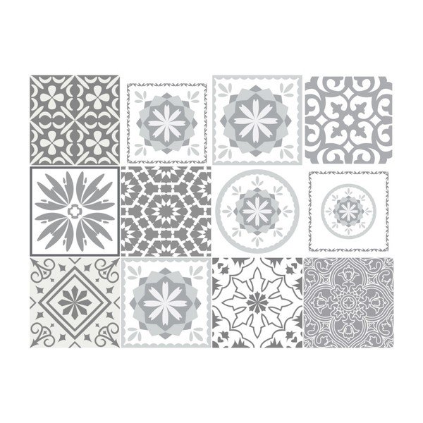 Sada 12 nástěnných samolepek Ambiance Cement Tiles Shades of Gray Cordoba, 10 x 10 cm-image-2