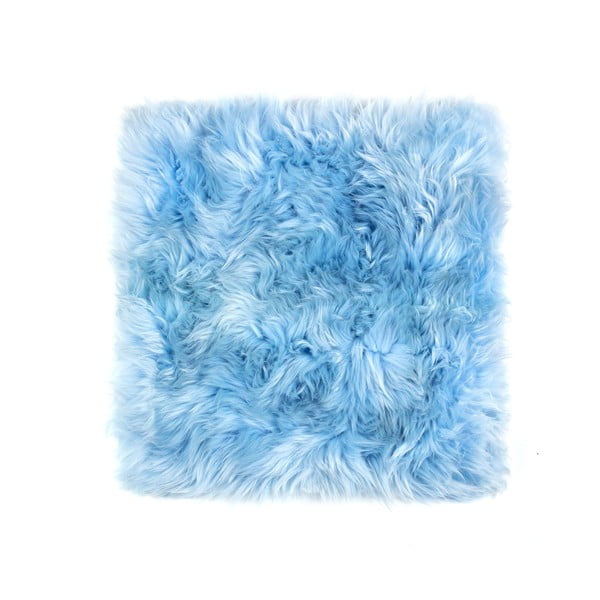 Světle modrý podsedák z ovčí kožešiny na jídelní židli Royal Dream Zealand, 40 x 40 cm