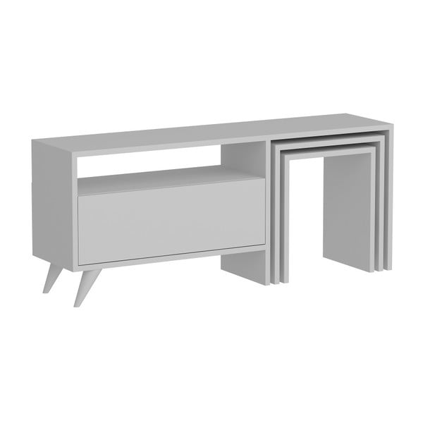Bílý TV stolek Mobito Design Logy