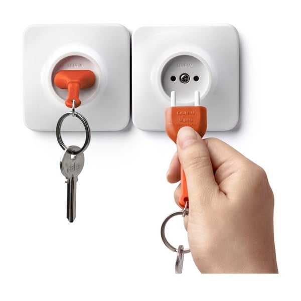Věšáček na klíče s oranžovou klíčenkou Qualy&CO Unplug