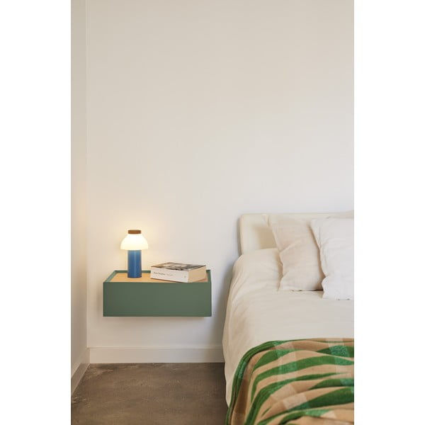 Zelený závěsný noční stolek s deskou v dubovém dekoru Arista – Teulat-image-1