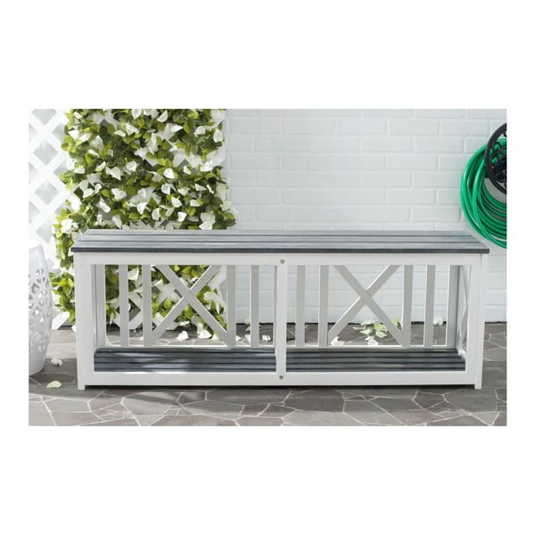 Bílo-šedá zahradní lavice z akáciového dřeva Safavieh Branco Grey-image-1
