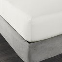 Slonovinové napínací prostěradlo z bavlněného saténu 90x190 cm Cotton Sateen – Bianca