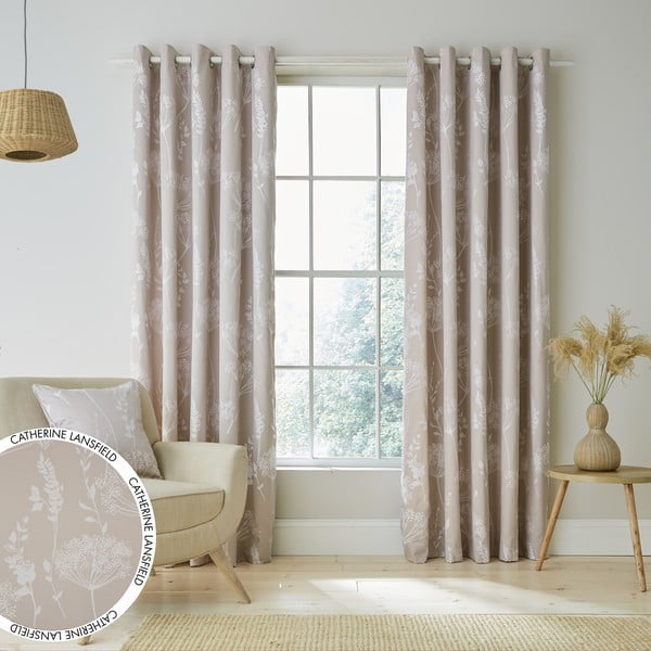 Béžové závěsy v sadě 2 ks 229x168 cm Meadowsweet Floral - Catherine Lansfield-image-3