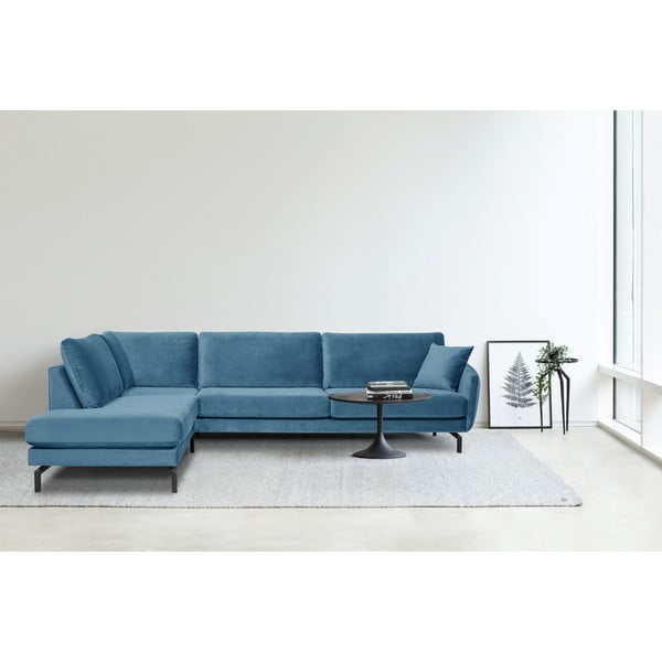 Modrá sametová rohová pohovka (levý roh) Magic - Scandic-image-1