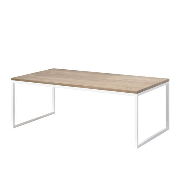 Konferenční stolek s deskou z dubového dřeva s bílým podnožím MESONICA Eco, 110 x 60 cm