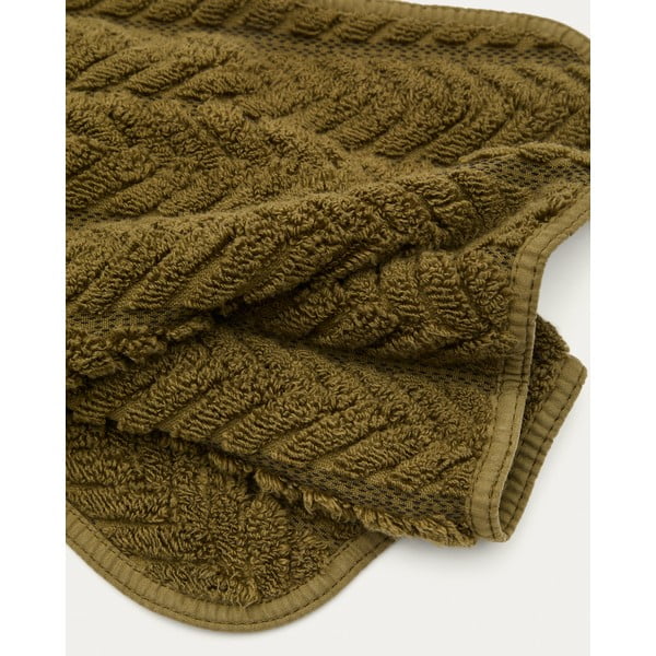 Zelený froté bavlněný ručník 30x50 cm Rune – Kave Home-image-2