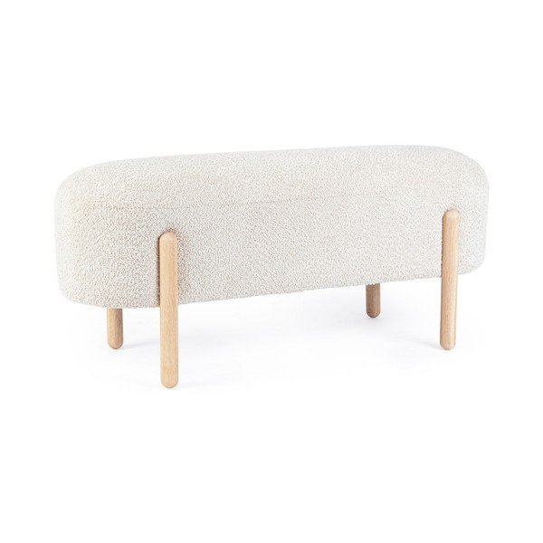 Krémová polstrovaná lavice z textilie bouclé Dayla – Bizzotto-image-2
