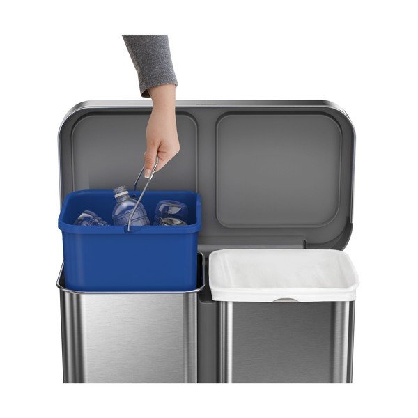 Ocelový odpadkový koš 34+24 l na tříděný odpad/nášlapný ve stříbrné barvě – simplehuman-image-2