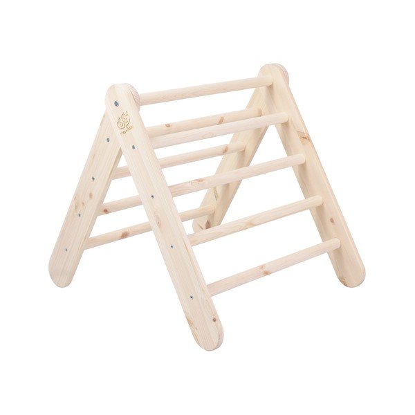 Pikler trojúhelník z borovicového dřeva v přírodní barvě 60x60x60 cm Montessori – Meowbaby