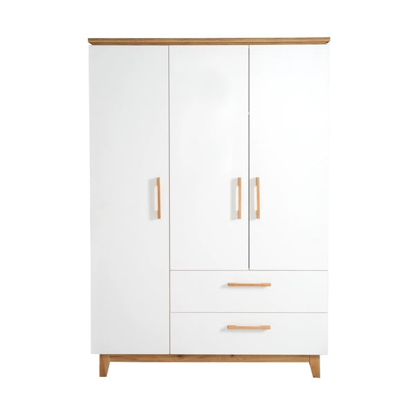 Bílá dětská šatní skříň v dekoru dubu 135x200 cm Finn – Roba-image-2