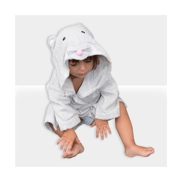 Bílo-šedý bavlněný dětský župan velikost M Mouse - Rocket Baby-image-3