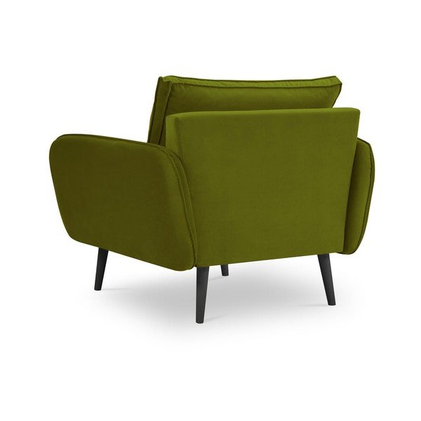 Zelené sametové křeslo s černými nohami Kooko Home Lento-image-2