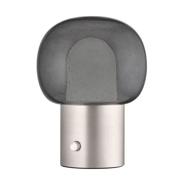 Hliníková LED stolní lampa ve stříbrné barvě se skleněným stínidlem (výška 32 cm) Iris – Blomus