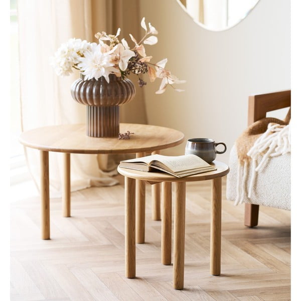 Kulatý odkládací stolek z dubového dřeva ø 40 cm Jena – House Nordic-image-2