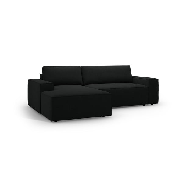 Černá rozkládací rohová pohovka z textilie bouclé (levý roh) Jodie – Micadoni Home-image-2