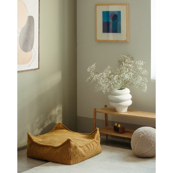 Hnědý dětský sedací vak z textilie bouclé Square – Wigiwama-image-1