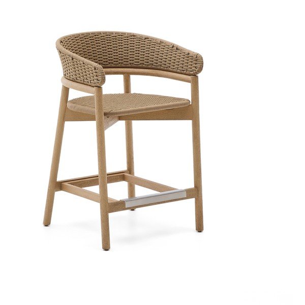 Dřevěná zahradní barová židle v přírodní barvě Arinella – Kave Home