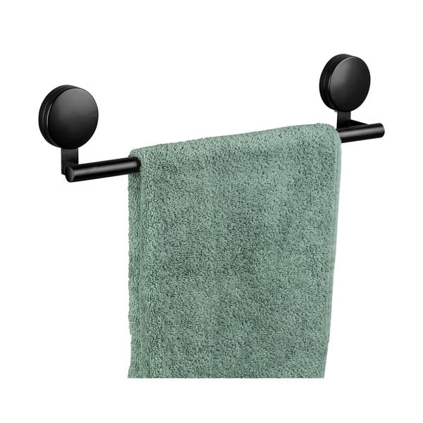 Černý nástěnný držák na ručníky Wenko Static-Loc® Pavia, šířka 40 cm-image-1