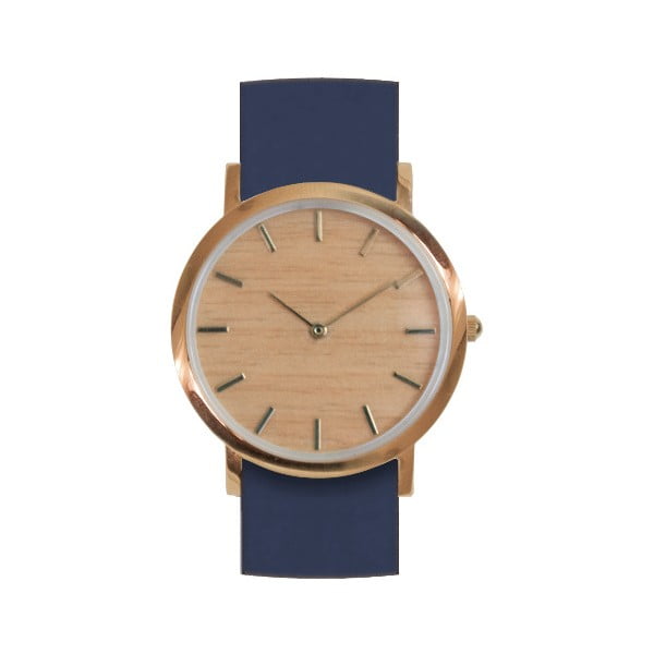 Dřevěné hodinky s modrým řemínkem Analog Watch Co. Classic