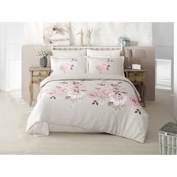 Bavlněné povlečení s prostěradlem na dvoulůžko Aran Clasy Claudia, 200 x 220 cm-image-1