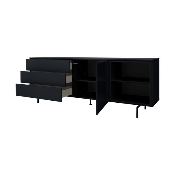 Černá nízká komoda 210x76 cm Plain – Tenzo-image-3
