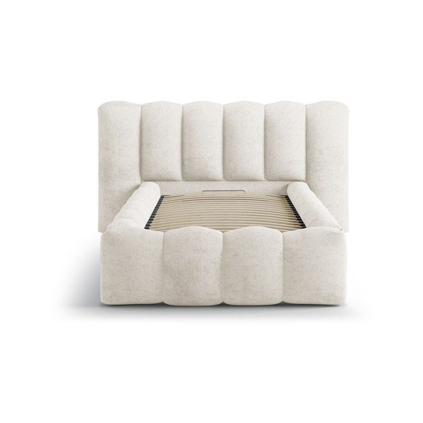 Béžová čalouněná jednolůžková postel s úložným prostorem s roštem 90x200 cm Lupine – Micadoni -image-3